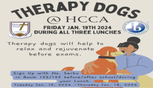 Therapy Dogs at HCCA – Friday Jan. 19th, 2024