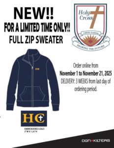 Full Zip Sweater Available – limited time only.
